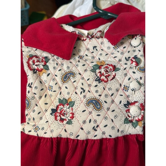 Vintage Plum Pudding Corduroy Dress w/Quilted Bodice - 6 - Picture 6 of 8